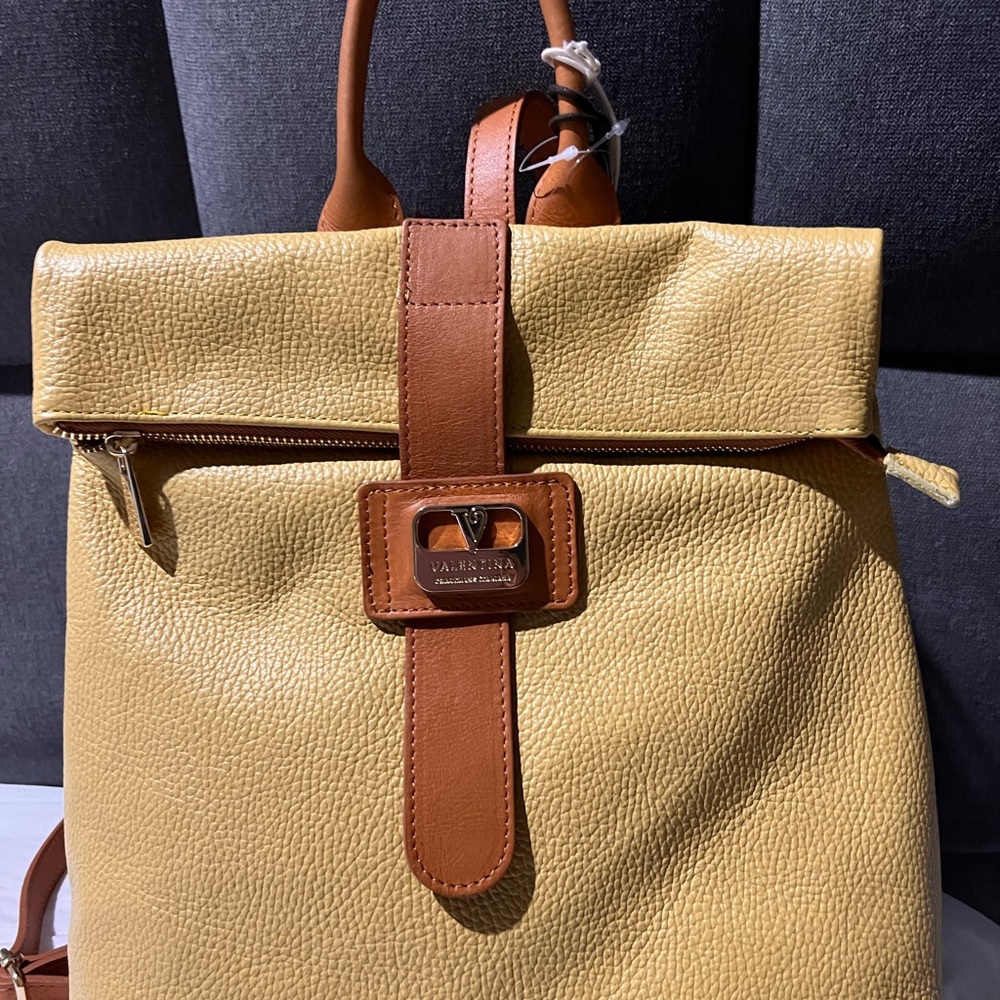 Gorgeous Valentina Yellow Pebbled Leather Backpack